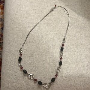 Lia Sophia Silver Necklace with Black and Red Accents